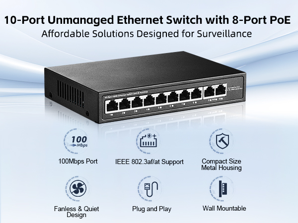 10-Port 100M PoE Switch
