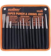 HORUSDY 16-Piece Punch and Chisel Set, Including Taper Punch, Cold Chisels, Pin Punch, Center Punch