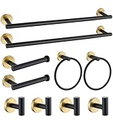 Black and Gold Towel Bar Set 10 Pieces Bathroom Hardware Accessories Set Include 23.6 in Towel Ba...