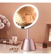 ONLYWIN Magnifying LED Makeup Mirror with Power Strip, 2 Outlets &amp; 3 USB Ports (1A2C), Vanity Mir...