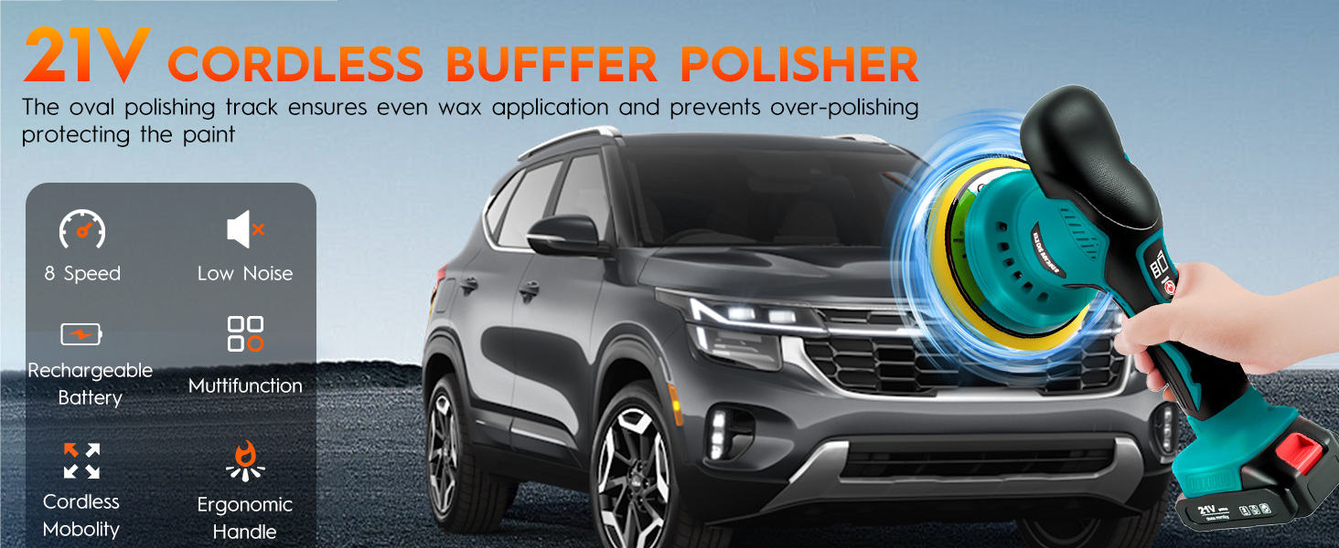 Cordless Car Buffer Polisher Kit