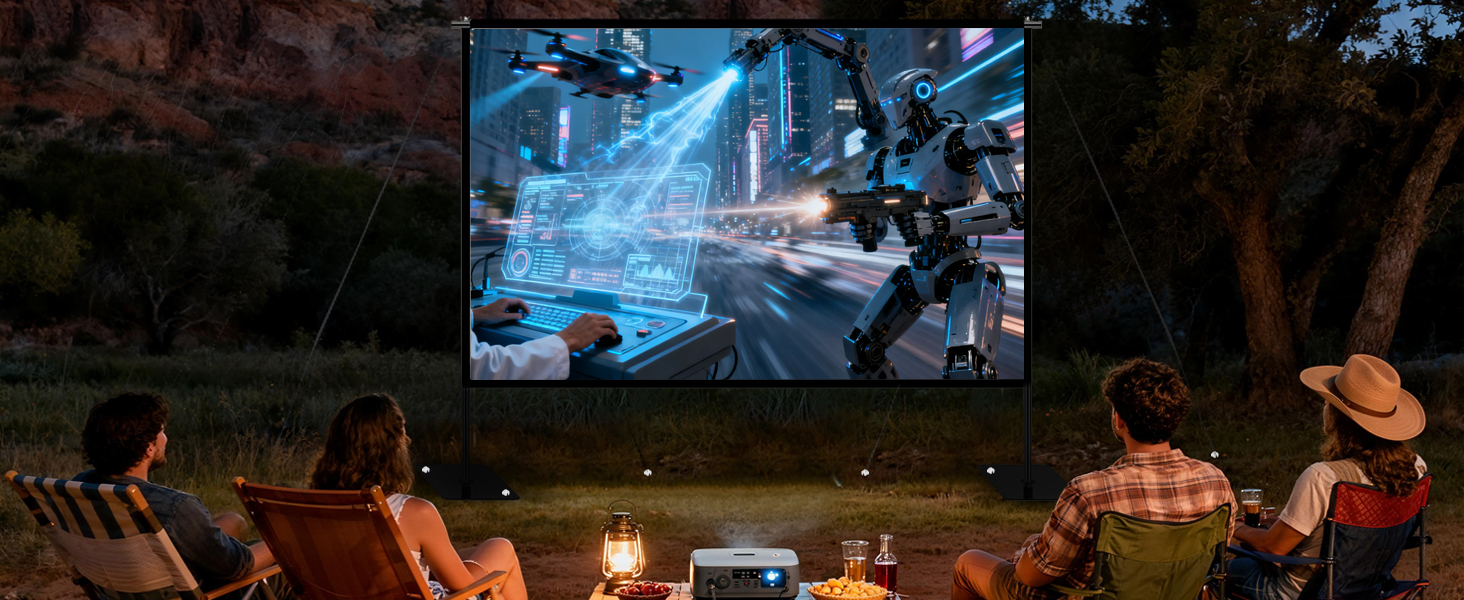 Outdoor Projector Screen with Stand 120 inch for Home Theater and Backyard Movie Night