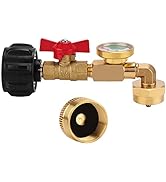 WADEO Propane Adapter 1lb to 20lb, QCC1 Propane Refill Elbow Adapter with Gauge and ON-Off Contro...