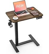 FiCiHi Mobile Standing Desk with Wheels, Electric Overbed Bedside Table, Height Adjustable Small ...