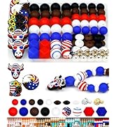 112PCS FIVEIZERO 12, 15mm Cow Focal Silicone Beads for Keychain Making, Patriotic 4th of July Ind...