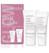 THISWORKS Prep and Glow Gift Set - Travel Size Kit with Perfect Legs Skin Miracle and Perfect Hee...