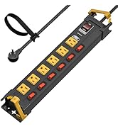 CRST 6 Outlets Power Strip, 6 FT Cord Metal Wall Mount Surge Protector Power Strip with Individua...