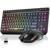 RedThunder K20 TKL Wireless Keyboard and Mouse Combo, Adjustable RGB Backlit Rechargeable Battery...