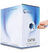 NewYork Cables - Cat5e Riser CMR, Cat5e Cable 1000ft (Blue), 4 Pairs Solid Bare Copper, 24 AWG 10...
