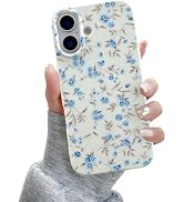 QLTYPRI for iPhone 16 Case, Cute Pink Floral Flower Pattern Aesthetic Phone Case, Raised Camera P...