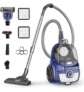 Aspiron Canister Vacuum, Upgraded 1600W Bagless Canister Vacuum Cleaner | Auto Cord Rewind, H13 H...