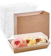 Ocmoiy Charcuterie Boxes with Clear Lids, 50 Pack Kraft Bakery Boxes, Cookie Boxes, Small Treat B...