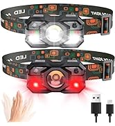 Headlamp Rechargeable,1200 Lumen Ultra Bright LED Head Lamp Flashlight with White Red Light,Motio...
