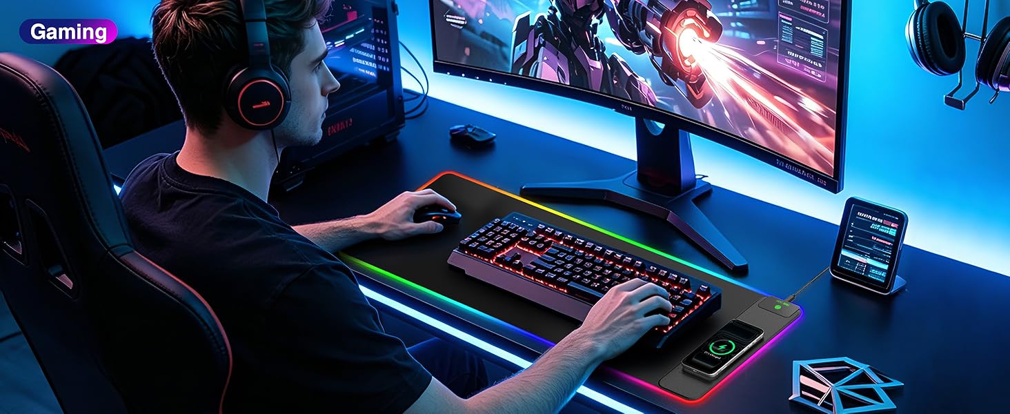 RGB Gaming Mouse Pad with Wireless Charging