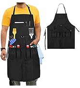 HODRANT Large BBQ Grilling Apron, Cooking Apron for Men with Pockets &amp; Slit Hem, Kitchen Apron wi...