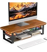 NestNeat Monitor Stand Riser, 24 Inch Computer Monitor Stand for Desk, 2-Tier Wood Desk Shelf Org...