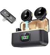 Magnetic Wireless Lavalier Mic for Android, iPhone(2 TX+1 RX+Charging Case), 2.4GHz Intelligent N...