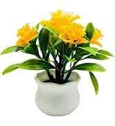 Tiosen Artificial Yellow Rose Flowers, Potted Faux Plants for Wedding Faux Floral Bonsai Indoor O...