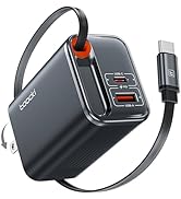 Toocki 3 in 1 Retractable Wall Charger 67W, Super Fast Charger USBC Charging Block with Type-C Ca...