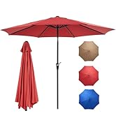 OLIXIS 9ft Patio Umbrella with Tilt and Crank Button &amp; 8 Sturdy Ribs Waterproof, Patio Table Umbr...