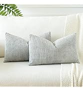 OTOSTAR Boho Decorative Throw Pillow Covers 16 x 24 Inch Soft Corduroy Solid Striped Pillow Cover...