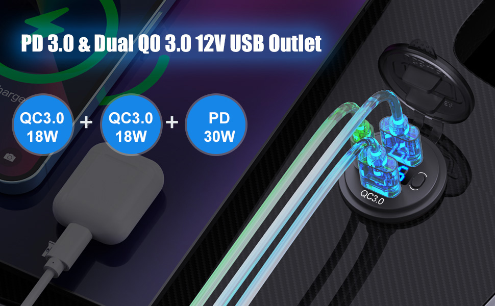 PD 30W car charger socket