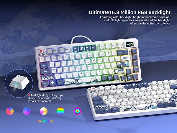 75% Keyboard with Color Multimedia Display Gaming Keyboard