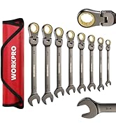 WORKPRO 8-piece Flex-Head Ratcheting Combination Wrench Set, SAE 5/16-3/4 in, 72-Teeth, CR-V Cons...