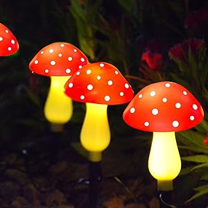 solar mushroom decor red