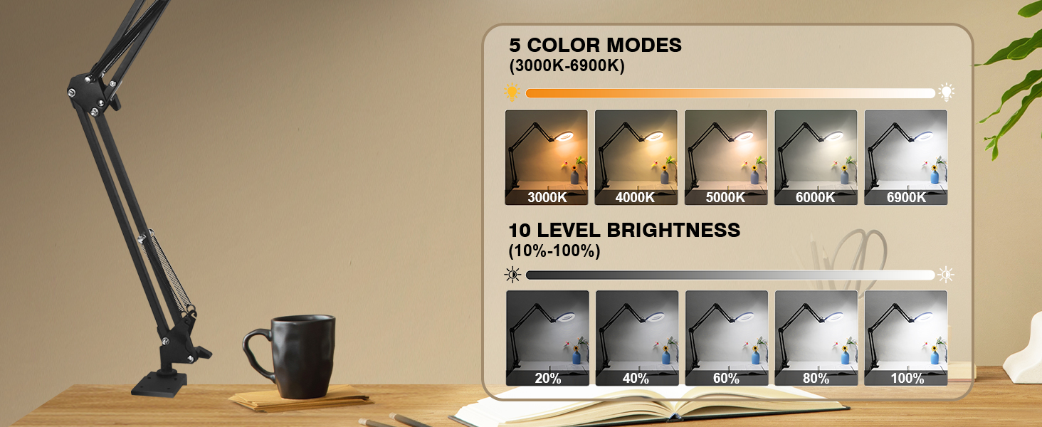 Ultra Long Swing Arm Magnifying Glass with Light