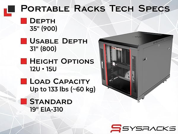 portable racks TECH SPECS MATRIX