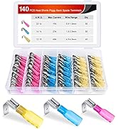 Nilight 140PCS Heat Shrink Piggy Back Spade Terminals Connectors Assortment Kit 22-16/16-14/12-10...