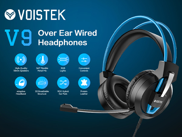 Voistek Gaming Headsets with Microphone, Gaming headphones Surround Sound, Noise Cancellation
