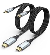 Breilytch USB-C to HDMI Cable 6Ft 2-Pack, 4K@60Hz High Speed Type C to HDMI Cable Braided Compati...
