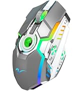 HXMJ-Rechargeable Wireless Gaming Mice with USB Receiver and Decompress Crystal Ball-Gray