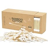 Greenzla Organic Cotton Swabs 600 Pack - Vegan Bamboo Cotton Buds with Plant-Based ...
