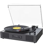 Record Player Bluetooth Turntable with Built-in Speaker, USB Recording Audio Music Vintage Portab...