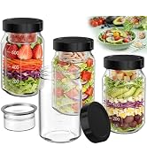 4Pack Glass Salad Jars with Lids, 32oz Salads Mason Jars with Wet/Dry Separation Cup, Meal Prep S...
