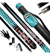 Tai ba cues 2-Piece Pool Stick with case, 13mm Multilayer Leather Tip, 58", Hardwood Canadian Map...