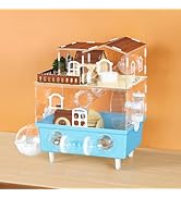 Large Hamster Cage 2 Tier Acrylic Hamster Habitat with Hideout &amp; Running Wheel Blue Dwarf Hamster...