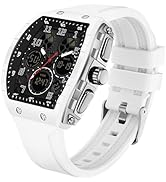 findtime Designer Watches for Men Unique Rectangle Dial White Wristwatch with Digital Analog Dual...