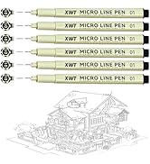 XWT Micro Fineliner Pens 6Pcs 0.25mm/Set, Ultra Fine Fineliner Pen, Water-based Black Pigment Ink...