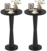 LAATOOREE Small Round Side Tables Set of 2, Wood Pedestal Drink Tables, Accent Coffee End Tables ...
