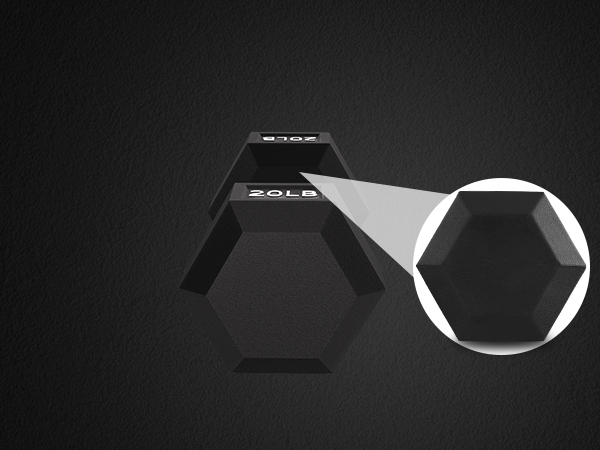 Fitvids Rubber Encased Exercise &amp; Fitness Hex Dumbbell, Hand Weights with Handle, Multiple Sizes