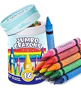 16 Colors Jumbo Crayons for Toddlers, Washable Easy to Hold Large Crayons for Kids Ages 4-8, Non-...
