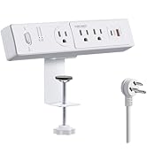 Desk Clamp Power Strip with USB-C 30W PD, Desktop Mount Surge Protector, Fits Max 2.5" Table Edge...