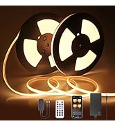 Samsion 65.6FT 24V Dimmable COB LED Strip Light Waterproof Outdoor Warm White 6000K High Density ...