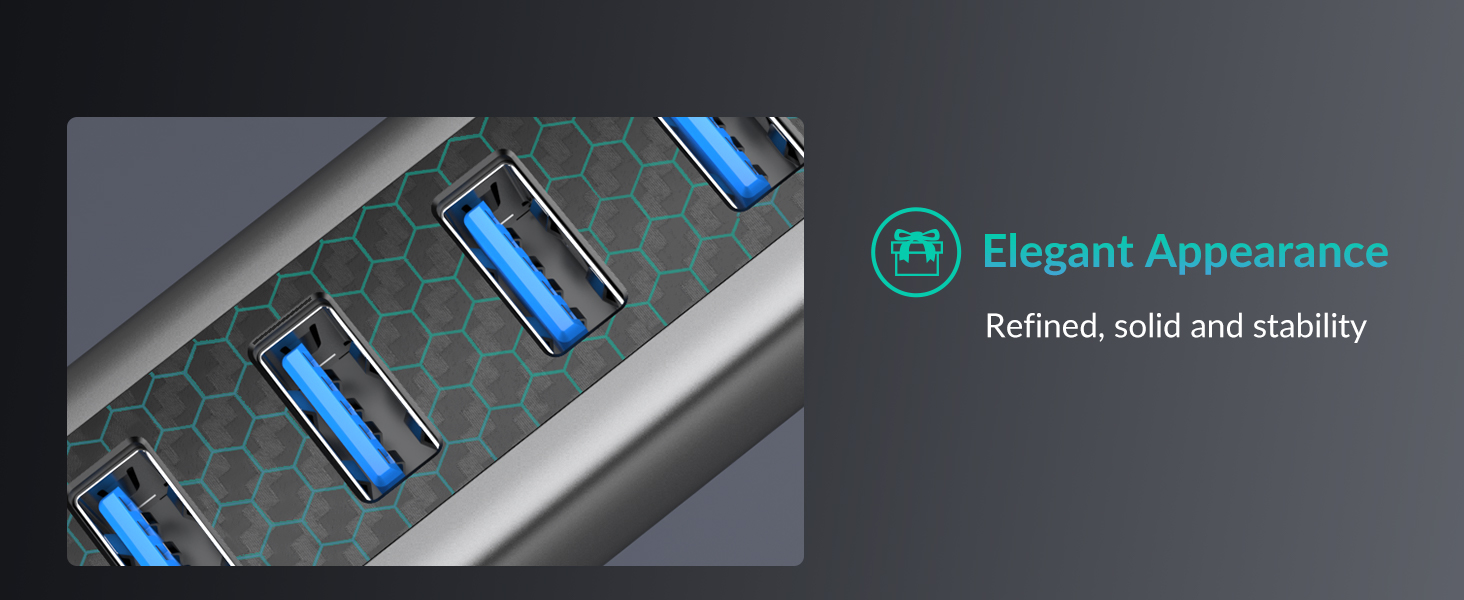 gigimundo gm7u 7 ports usb 3.0 hub with usb c power port for pc laptop mac-02-1