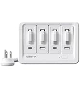 Gitryin 2 Lightning, 2 Type-C Retractable Wall Chargers with 2 USB A Ports and 1 Power Strip, 12-...
