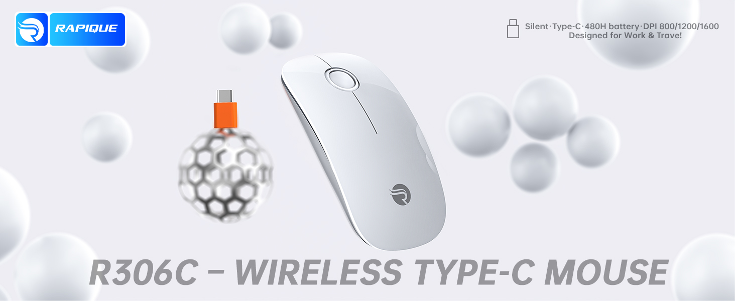 R306C USB C Wireless Mouse for Macbook, iPad, Chromebook